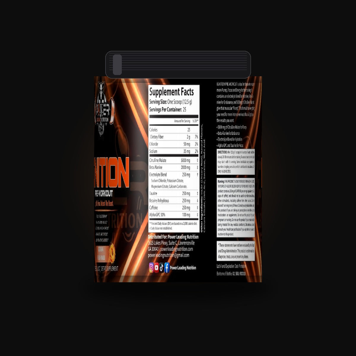 Ignition Pre-Workout – Pump, Focus & Energy Formula (Georgia Peach Rings) ⚡