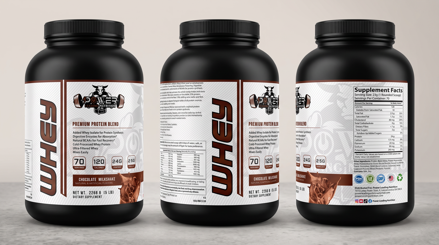 Premium Protein Blend Chocolate Milkshake 5 LB | 24g Protein | Power Leading Nutrition