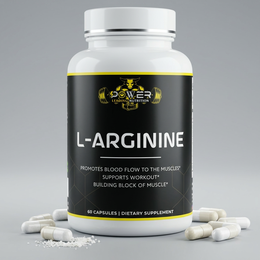 L-Arginine 60 Capsules | Nitric Oxide & Workout Support | Power Leading Nutrition