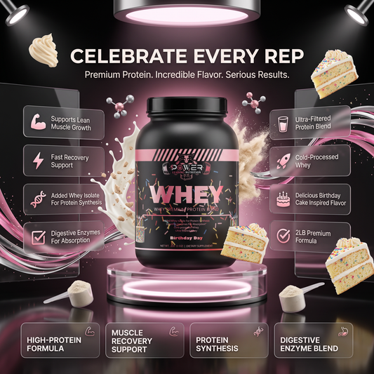 Premium Birthday Cake Whey Protein Blend | Celebrate Gains with Every Scoop