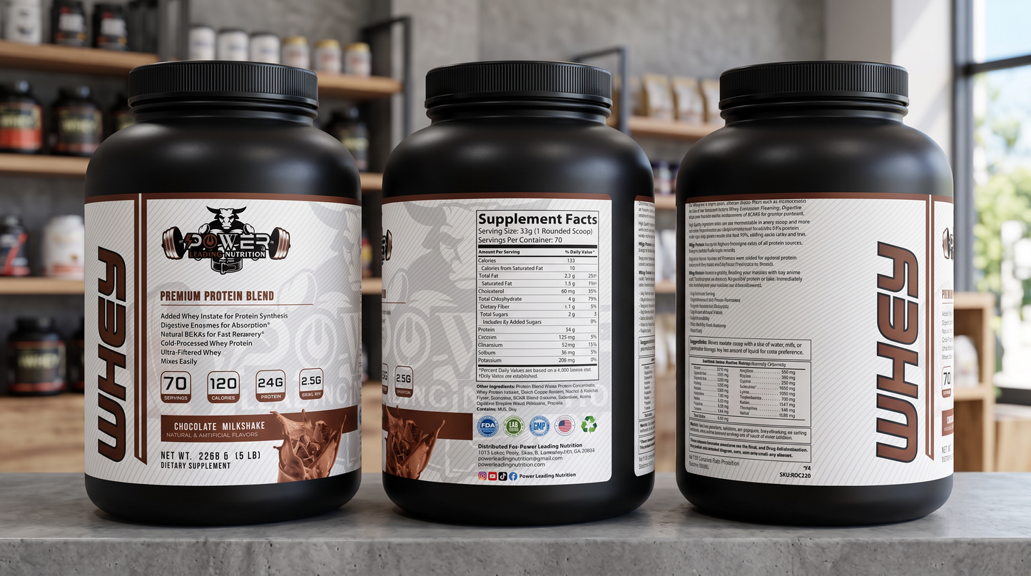 Premium Protein Blend Chocolate Milkshake 5 LB | 24g Protein | Power Leading Nutrition