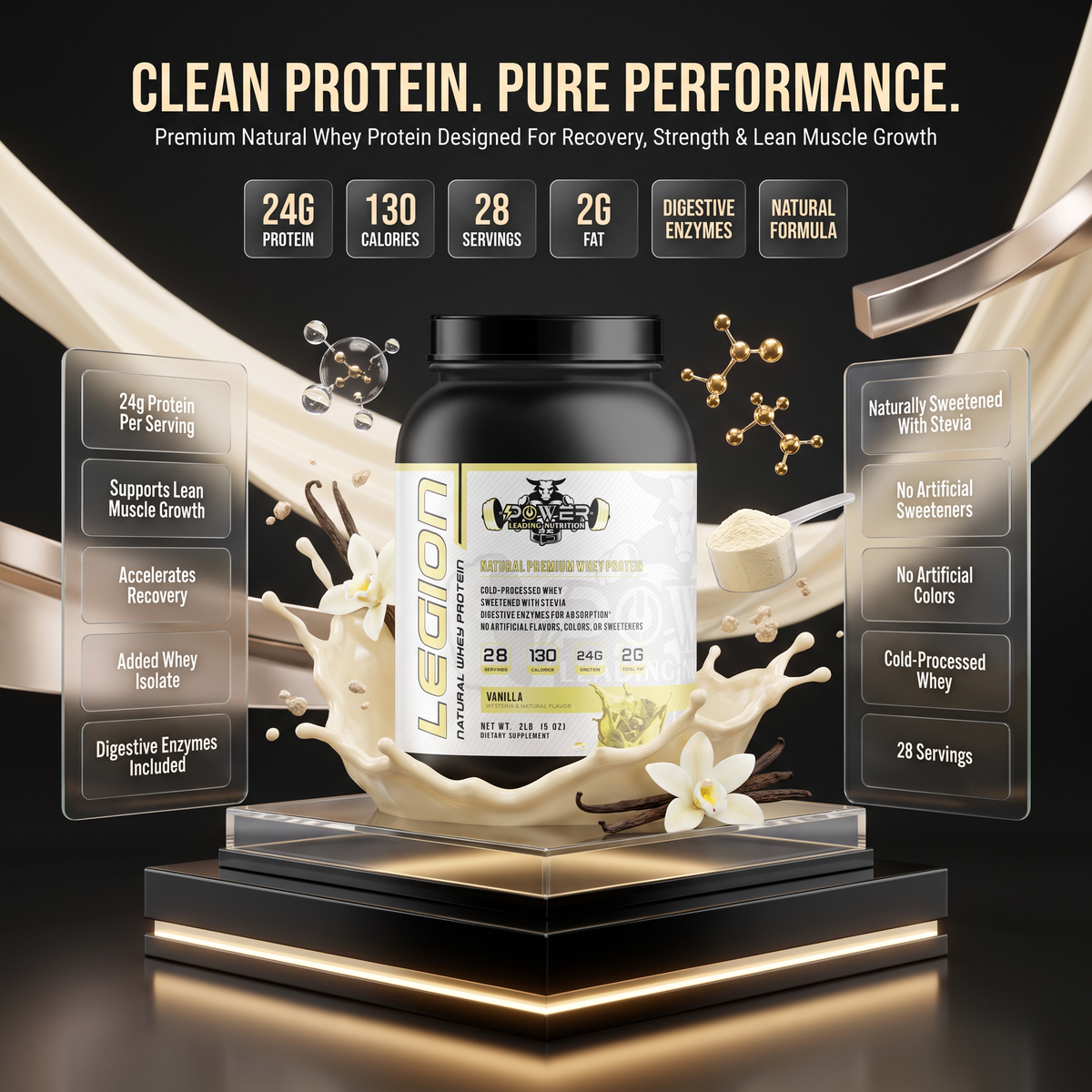 Proteína de suero de leche Legion Natural Premium (vainilla natural)