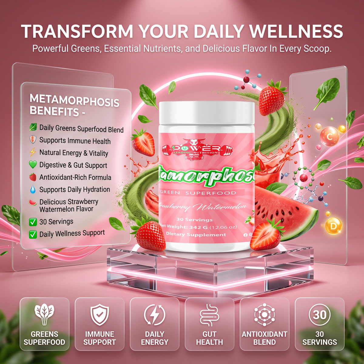 Metamorphosis (Green Superfood) Strawberry Watermelon