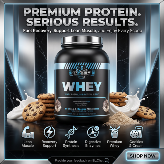 Premium Cookies & Cream Milkshake Whey Protein Blend | 25g Protein | Power Leading Nutrition