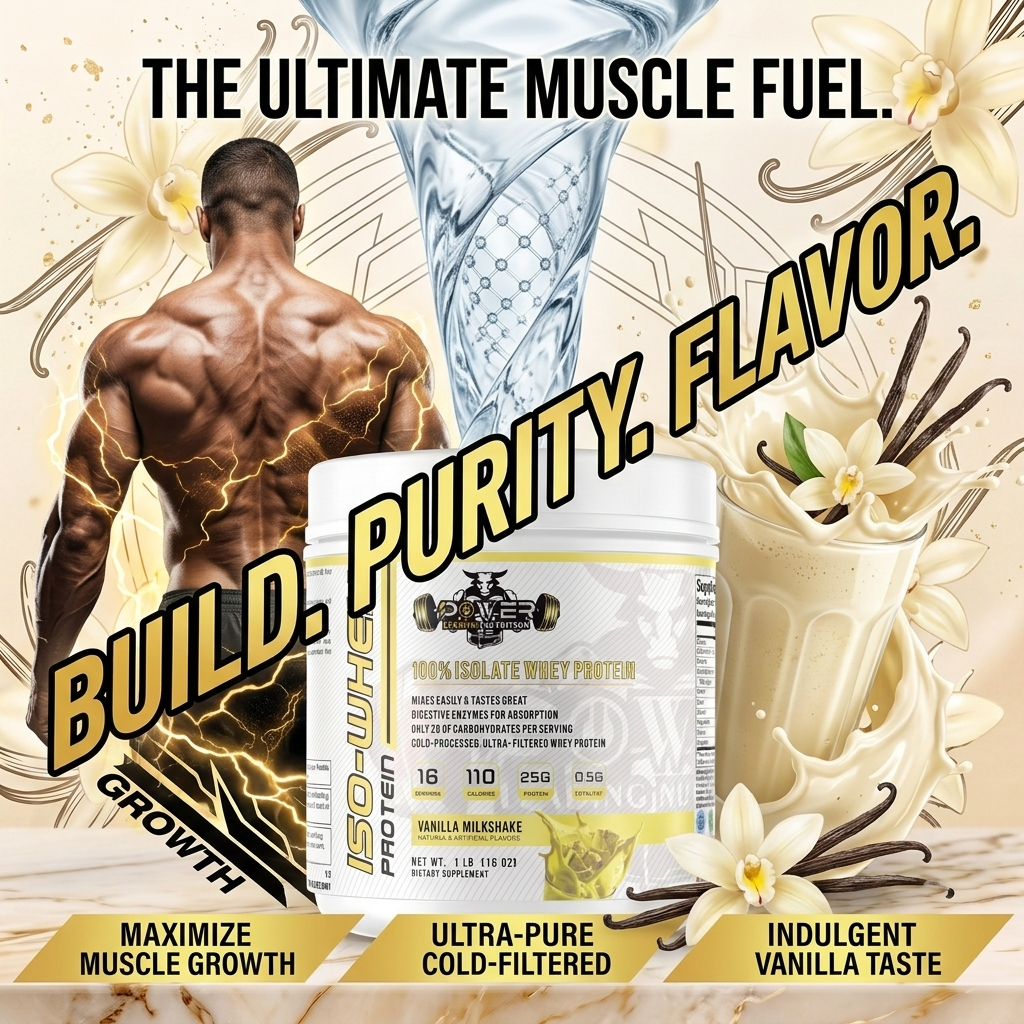 🥛 100% Isolate Whey Protein Vanilla Milkshake 1 LB | 25g Protein | Power Leading Nutrition