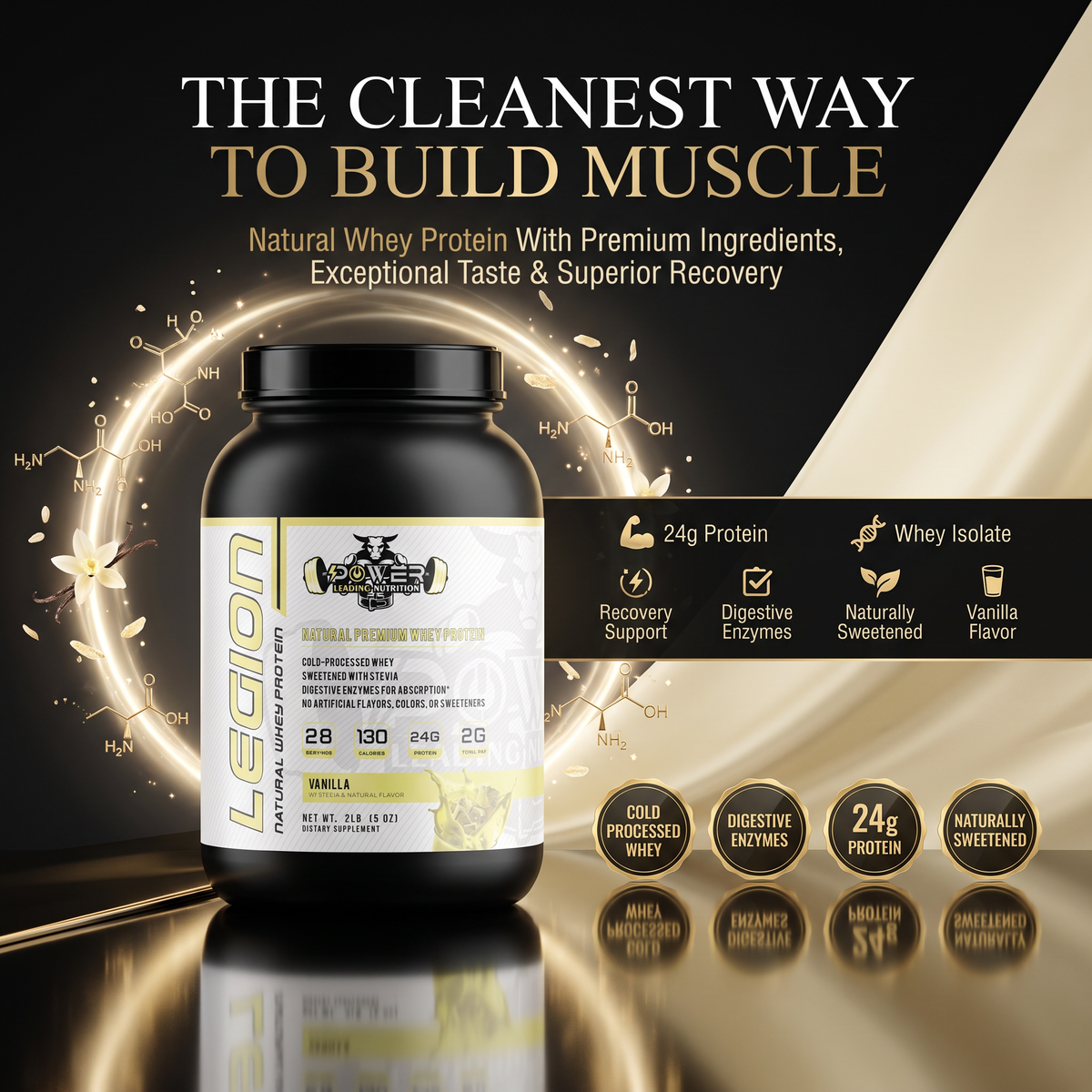 Proteína de suero de leche Legion Natural Premium (vainilla natural)
