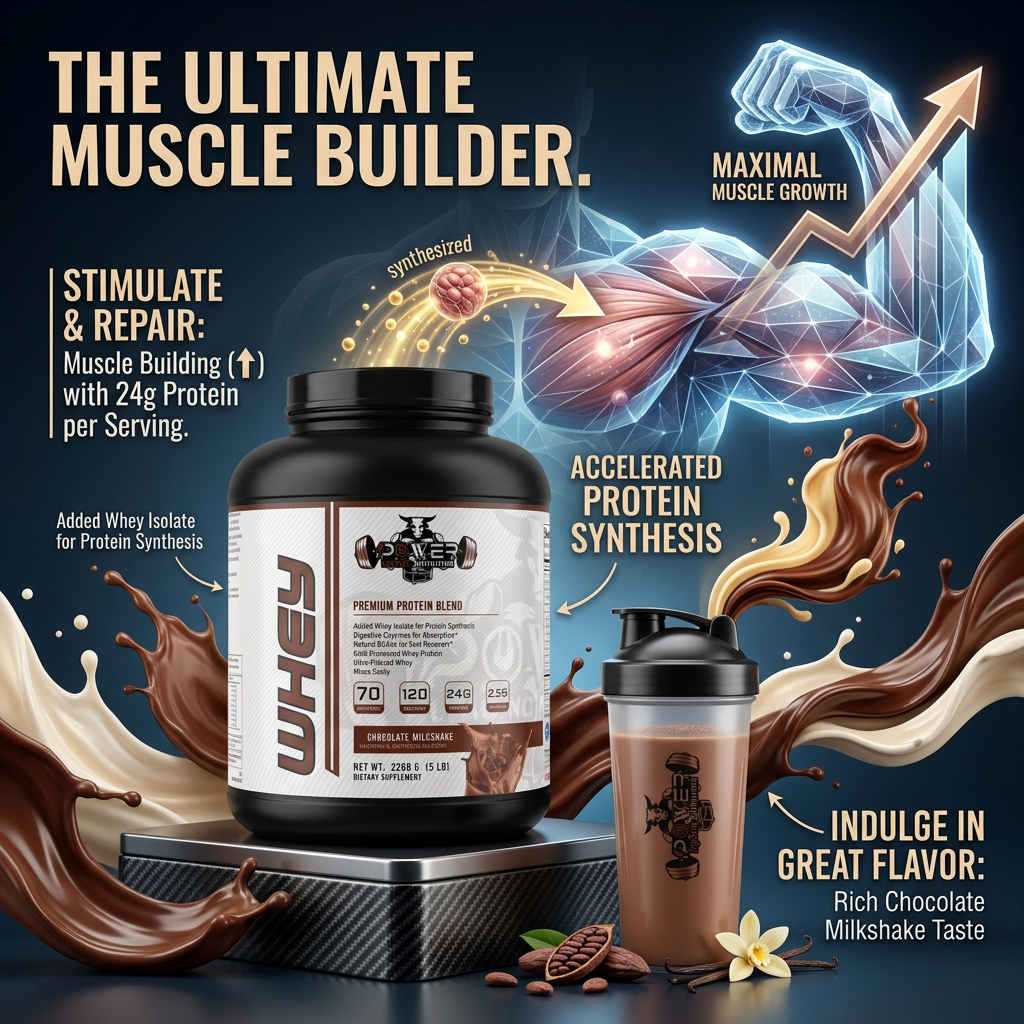 Premium Protein Blend Chocolate Milkshake 5 LB | 24g Protein | Power Leading Nutrition